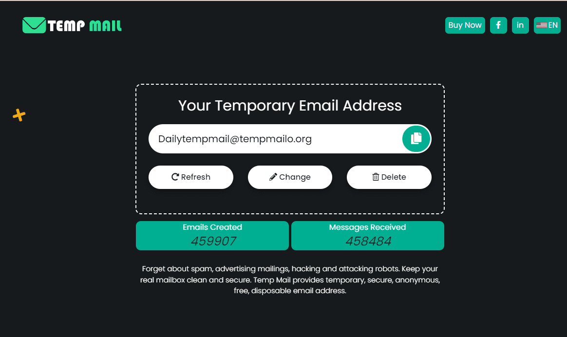 Temp Mail or Disposable temporary email